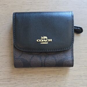 Coach Black and Brown Compact Wallet